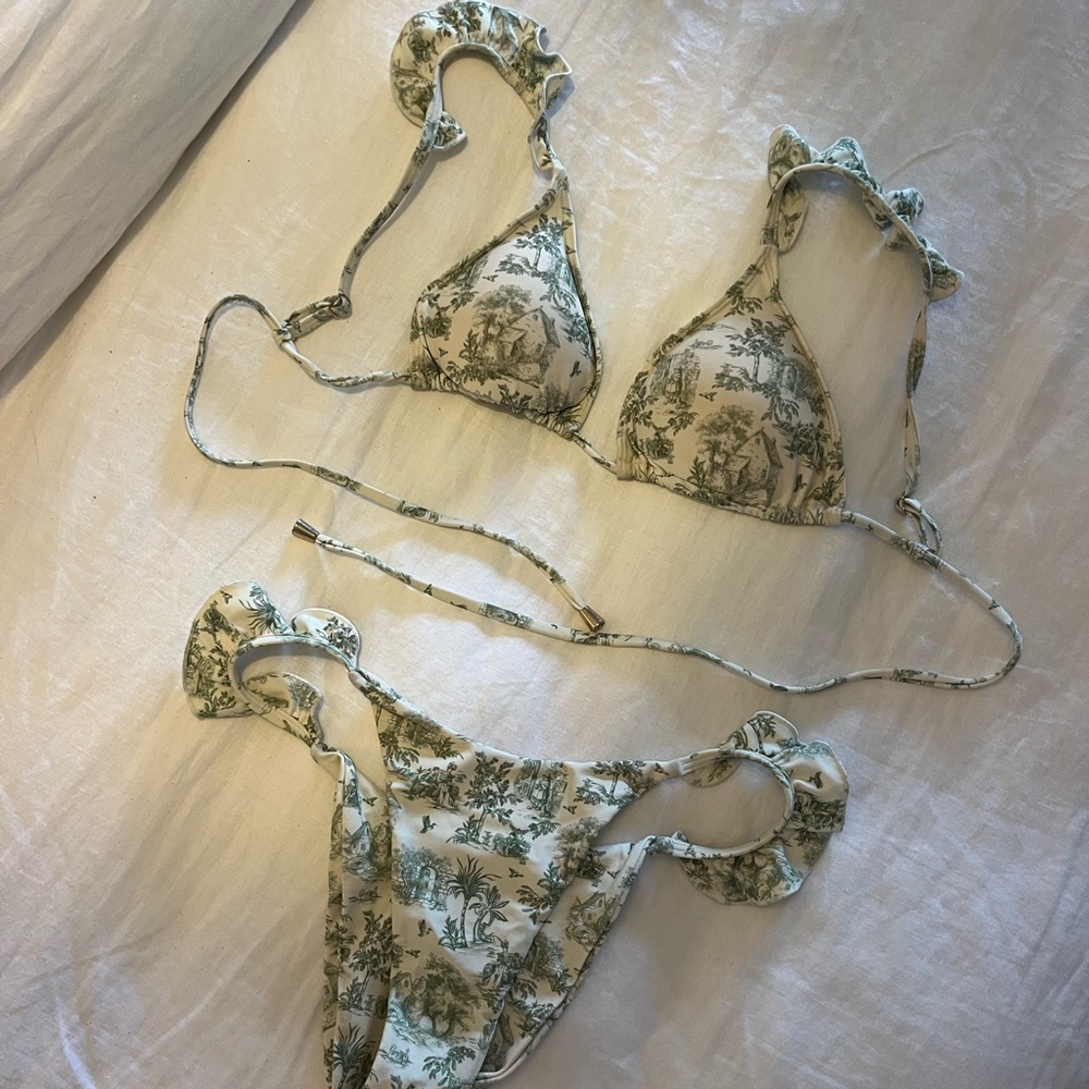 Blackbough Green and White Bikini Set
